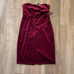 Express Burgundy Strapless Dress